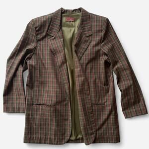 Vintage Lauren Woods Green and Red Plaid Blazer